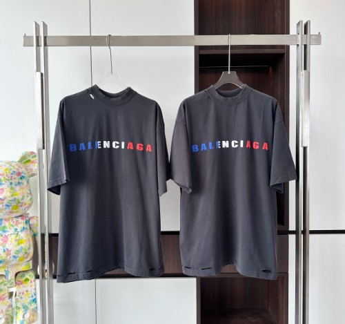(V 공장) 발렌시아가 나일론 프린트 라운드넥 반팔티
