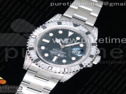 ★GS공장 롤렉스 서브마리너 다이어베젤 블랙다이얼 _ Submariner White Diamonds Bezel SS GSF Best Edition Black Dial on SS Bracelet A2824