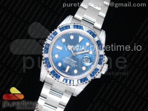 ★GS공장 롤렉스 서브마리너 다이어베젤 블루다이얼 _Submariner Blue Diamonds Bezel SS GSF Best Edition Blue Dial on SS Bracelet A2824