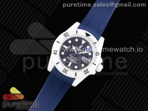 5G공장 롤렉스 서브마리너 40MM 화이트세라믹 다크블루다이얼 블루러버 _Submariner 40mm White Ceramic 5GF Best Edition Dark Blue Dial on Blue Rubber Strap SA3135