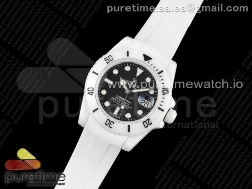 5G공장 롤렉스 서브마리너 40MM 화이트세라믹 블랙다이얼 화이트러버 _ Submariner 40mm White Ceramic 5GF Best Edition Black Dial on White Rubber Strap SA3135