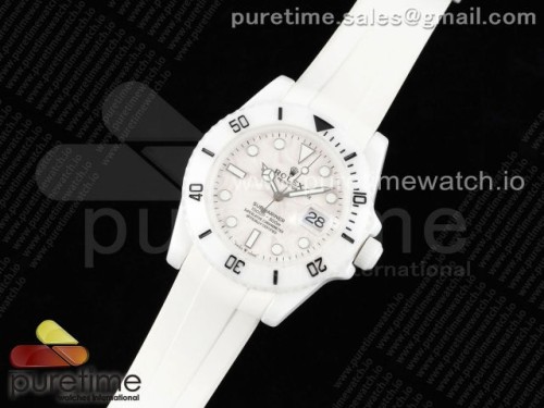 5G공장 롤렉스 서브마리너 40MM 화이트세라믹 크림다이얼 화이트러버 _ Submariner 40mm White Ceramic 5GF Best Edition Cream Dial on White Rubber Strap SA3135