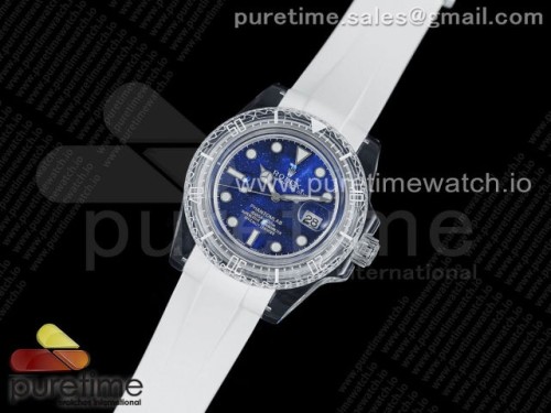 KZ공장 롤렉스 서브마리너 팬텀랩 딥 블루 다이얼 화이트러버 VR3135 _ Submariner Phantomlab Transparent KZF Best Edition Deep Blue Dial on White Rubber Strap VR3135