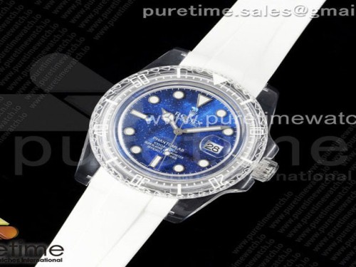 KZ공장 롤렉스 서브마리너 팬텀랩 블루Starry 다이얼 화이트러버 VR3135 _ Submariner Phantomlab Transparent KZF Best Edition Blue Starry Dial on White Rubber Strap VR3135 V2