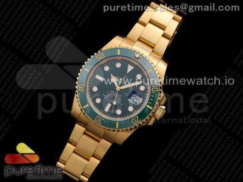VR공장 롤렉스 서브마리너 그린 금통 브슬 포금 _ Submariner 116618 LV VRF Best Edition YG Wrapped Green Dial on YG Wrapped Bracelet A2836 MAX Version