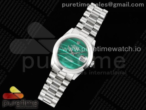 DD공장 롤렉스 데이데이트 36MM 그린스톤다이얼 브슬 _ Day Date 36 SS DDF Best Edition Polished Bezel Green Stone Dial on SS Bracelet A2836