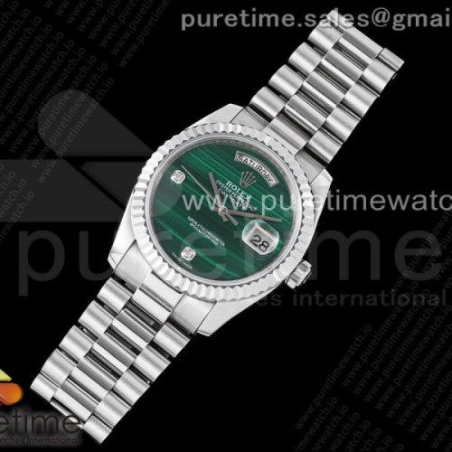 DD공장 롤렉스 데이데이트 36MM 그린스톤다이얼 브슬 스타일1 _ Day Date 36 SS DDF Best Edition Green Stone Dial on SS Bracelet A2836 Style 1