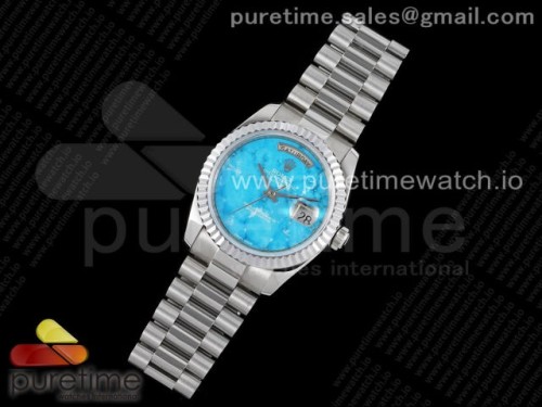 DD공장 롤렉스 데이데이트 36MM 블루스톤다이얼 브슬 스타일1 _ Day Date 36 SS DDF Best Edition Blue Stone Dial on SS Bracelet A2836 Style 1