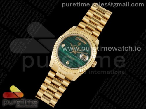 DD공장 롤렉스 데이데이트 36MM 옐로우골드 그린스톤다이얼 브슬 스타일1 _ Day Date 36 YG DDF Best Edition Green Stone Dial on YG Bracelet A2836 Style 1