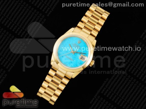 DD공장 롤렉스 데이데이트 36MM 옐로우골드 금통 블루스톤다이얼 브슬 _ Day Date 36 YG DDF Best Edition Polished Bezel Blue Stone Dial on YG Bracelet A2836