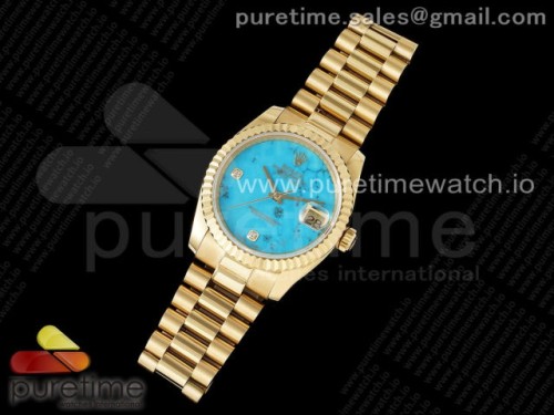 DD공장 롤렉스 데이데이트 36MM 옐로우골드 블루스톤다이얼 브슬 스타일2 _ Day Date 36 YG DDF Best Edition Blue Stone Dial on YG Bracelet A2836 Style 2