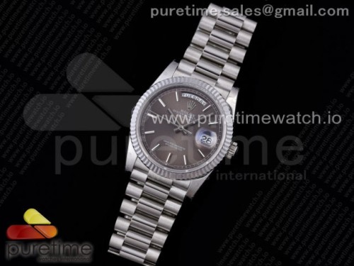 GM공장 롤렉스 데이데이트 36 그레이 바인덱스 904L _Day Date 36 128239 GMF 11 Best Edition 904L Steel Gray Dial Stick Markers on Bracelet A2836