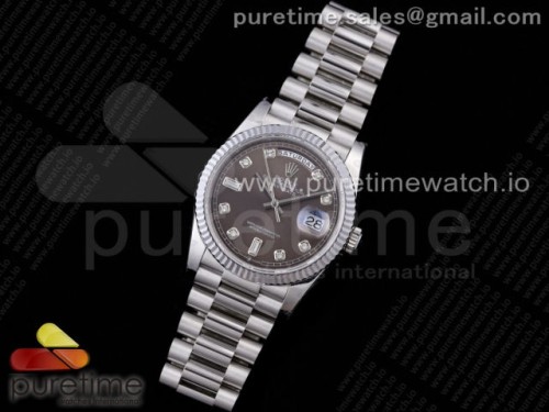 GM공장 롤렉스 데이데이트 36 그레이 텐포인트 인덱스 904L _ Day Date 36 128239 GMF 11 Best Edition 904L Steel Gray Dial Diamonds Markers on Bracelet A2836
