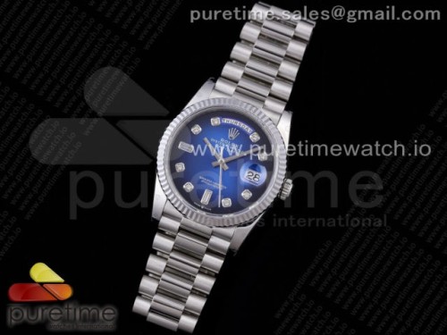 GM공장 롤렉스 데이데이트 36 블루 텐포인트 인덱스 904L _ Day Date 36 128239 GMF 11 Best Edition 904L Steel Blue Dial Diamonds Markers on Bracelet A2836