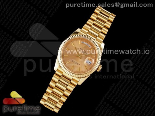GM공장 롤렉스 데이데이트 36MM 옐로우골드 골드 바인덱스다이얼 _ Day Date 36 YG 904L Steel Fluted Bezel GMF 11 Best Edition YG Stick Dial on YG Bracelet A2836