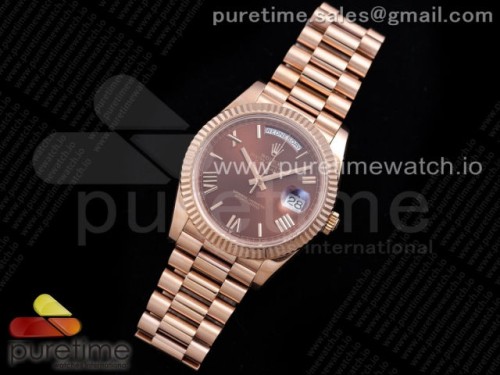 GM공장 롤렉스 데이데이트 40MM 로즈골드금통 브라운 로만인덱스 904L _ Day Date 40 RG 904L Steel GMF 11 Best Edition Brown Roman Dial on RG Bracelet A2836