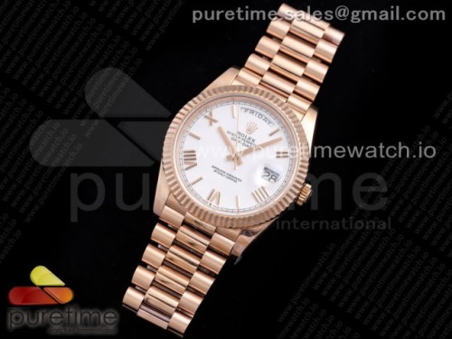 GM공장 롤렉스 데이데이트 40MM 로즈골드금통 화이트 로만인덱스 904L _Day Date 40 RG 904L Steel GMF 11 Best Edition White Roman Dial on RG Bracelet A2836