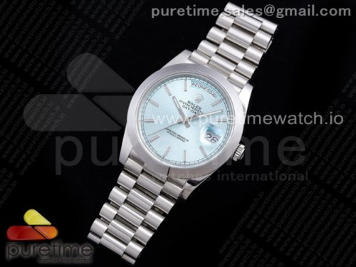 GM공장 롤렉스 데이데이트 40MM 블루 바인덱스 돔베젤 904L _ Day Date 40 SS 904L Steel GMF 1_1 Best Edition Polished Bezel Ice Blue Dial on SS Bracelet A2836