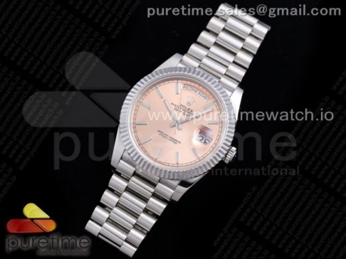 GM공장 롤렉스 데이데이트 40MM 블루 핑크 바인덱스 904L _ Day Date 40 SS 904L Steel GMF 1_1 Best Edition Pink Dial on SS Bracelet A2836
