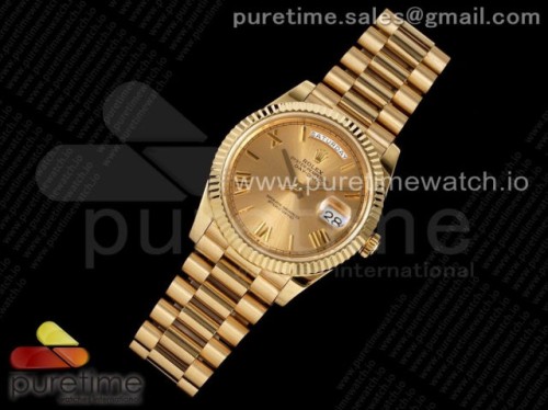 GM공장 롤렉스 데이데이트 40MM 옐로우골드 골드 로만인덱스다이얼 _Day Date 40 YG 904L Steel Fluted Bezel GMF 11 Best Edition YG Roman Dial on YG Bracelet A2836