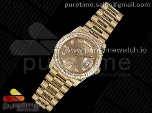 GM공장 롤렉스 데이데이트 40MM 옐로우골드 다이아베젤 골드 다이아다이얼 _ Day Date 40 YG 904L Steel Diamonds Bezel GMF 11 Best Edition YG Diamonds Dial on YG Bracelet A2836