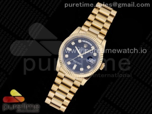 GM공장 롤렉스 데이데이트 옐로우골드 금통 블랙 텐포인트 브슬 _ Day-Date 36 YG 128238 GMF Best Edition Black Dial Diamonds Markers on President Bracelet A2836