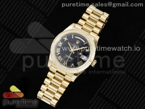 JD=GM공장 롤렉스 데이데이트 텅스텐 최신버전 3255무브먼트 DayDate 40 YG JDF Gain Weight 904L Steel Black Roman Dial on President Bracelet VR3255 V3