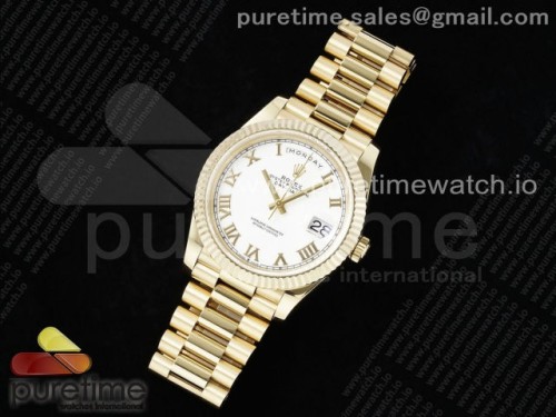 JD=GM공장 롤렉스 데이데이트 텅스텐 최신버전 3255무브먼트 DayDate 40 YG JDF Gain Weight 904L Steel White Roman Dial on President Bracelet VR3255 V3