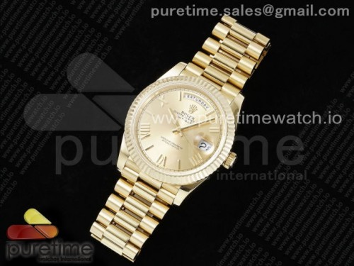 JD=GM공장 롤렉스 데이데이트 텅스텐 최신버전 3255무브먼트 DayDate 40 YG JDF Gain Weight 904L Steel YG Big Roman Dial on President Bracelet VR3255 V3