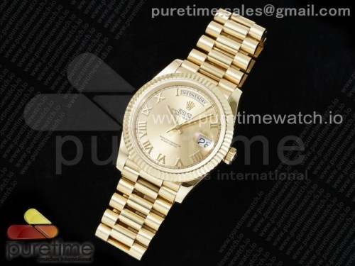 JD=GM공장 롤렉스 데이데이트 텅스텐 최신버전 3255무브먼트 DayDate 40 YG JDF Gain Weight 904L Steel YG Roman Dial on President Bracelet VR3255 V3