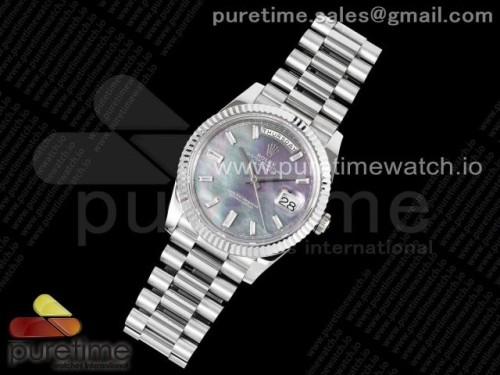 JD공장 롤렉스 데이데이트 그레이자개 다이아인덱스 40 _ Day Date 40 SS 904L Steel JDF 11 Best Edition Gray MOP Dial on SS Bracelet A2836