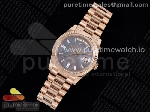 JD공장 롤렉스 데이데이트 그레이자개 다이아인덱스 40 로즈골드 _ Day Date 40 RG 904L Steel JDF 11 Best Edition Gray MOP Dial on RG Bracelet A2836
