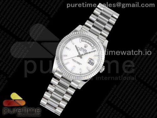 JD공장 롤렉스 데이데이트 화이트 다이아인덱스 40 _ Day Date 40 SS 904L Steel JDF 11 Best Edition White Dial on SS Bracelet A2836