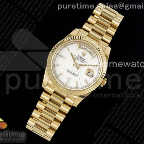 JD공장 롤렉스 데이데이트 화이트 다이아인덱스 40 옐로우골드 _ Day Date 40 YG 904L Steel JDF 11 Best Edition White MOP Dial on YG Bracelet A2836