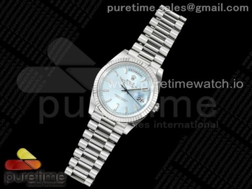 THB공장 롤렉스 데이데이트 40미리 텅스텐 중량UP (정품무게 재현) Day Date 40 SS 228236 THBF 11 Best Edition Ice Blue Crystal Dial on President Bracelet VR3255 (Gain Weight)