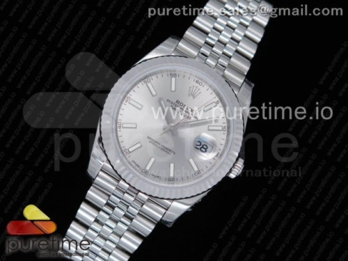 ★RE공장 V2 롤렉스 데이저스트 41 화이트 다이얼 바 인덱스 쥬빌렛 브레이슬릿 DateJust 41 126334 SS REF 1_1 Best Edition Silver Dial Stick Markers on Jubilee Bracelet A3235 Clone