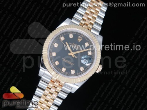 GM공장 데이저스트 41MM 콤비 블랙 텐포인트 포금 DateJust 41 126333 GMF Best Edition YG Wrapped Black Dial Diamonds Markers on SS_YG Jubilee Bracelet A2824