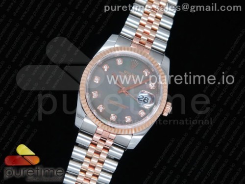 GM공장 롤렉스 데이저스트 36MM 로즈골드콤비 그레이MOP텐포인트 포금 _DateJust 36 SSRG Wrapped 116231 GMF Gray MOP Dial Diamonds Markers on SSRG Wrapped Jubilee Bracelet SA3135