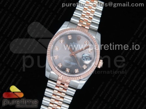 GM공장 롤렉스 데이저스트 36MM 로즈골드콤비 그레이텐포인트 포금 _ DateJust 36 SSRG Wrapped 116231 GMF Gray Dial Diamonds Markers on SSRG Wrapped Jubilee Bracelet SA3135