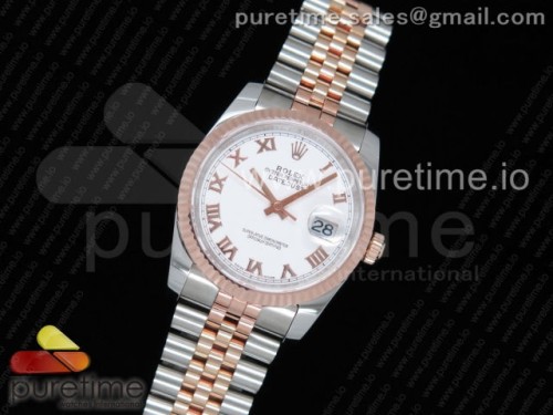 GM공장 롤렉스 데이저스트 36MM 로즈골드콤비 화이트로만인덱스 포금 _ DateJust 36 SSRG Wrapped 116231 GMF White Dial Roman Markers on SSRG Wrapped Jubilee Bracelet SA3135