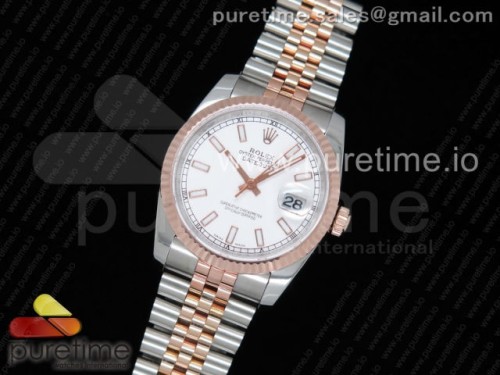 GM공장 롤렉스 데이저스트 36MM 로즈골드콤비 화이트바인덱스 포금 _ DateJust 36 SSRG Wrapped 116231 GMF White Dial Stick Markers on SSRG Wrapped Jubilee Bracelet SA3135