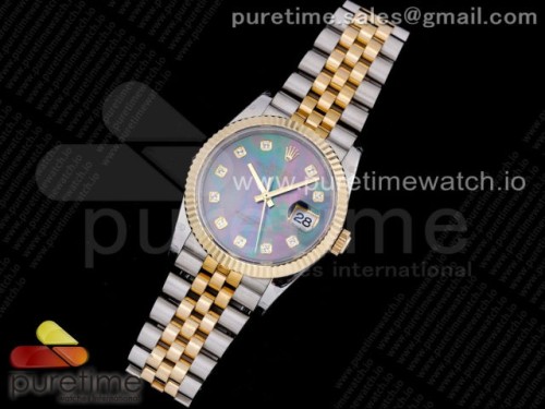 GM공장 롤렉스 데이저스트 36MM 옐로우골드 콤비 포금 904L 그레이자개 텐포인트 브슬 3235 _ DateJust 36 SSYG 126233 GMF Gold Wrapped 904L Steel Gray MOP Dial Diamonds Markers on Jubilee Bracelet SA3235