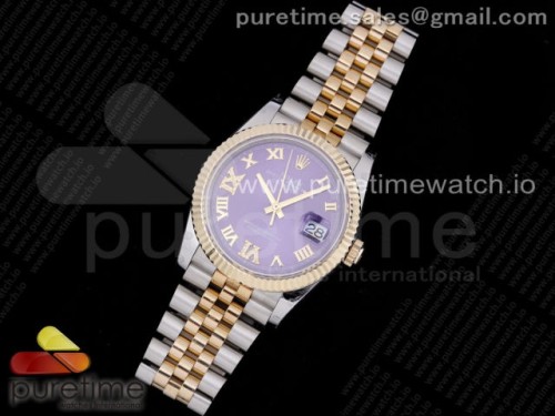 GM공장 롤렉스 데이저스트 36MM 옐로우골드 콤비 포금 904L 퍼플 로만 브슬 3235 _ DateJust 36 SSYG 126233 GMF Gold Wrapped 904L Steel Purple Dial Diamond Roman Markers on Jubilee Bracelet SA3235