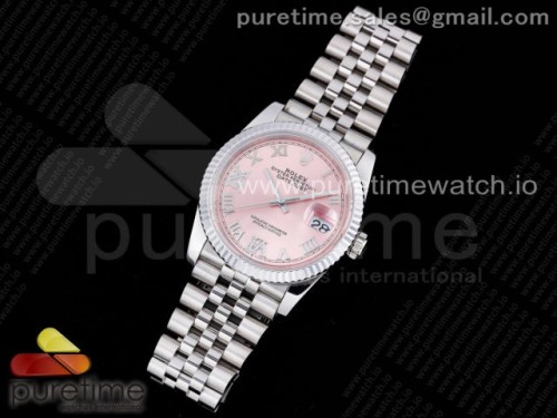 GM공장 롤렉스 데이저스트 36MM 핑크 로만인덱스 다이얼 브슬 3235 904L _ DateJust 36 SS 126234 GMF Best Edition 904L Steel Pink Dial Diamond Roman Markers on Jubilee Bracelet SA3235
