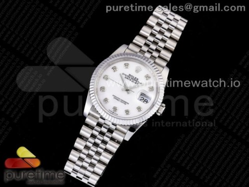 GM공장 롤렉스 데이저스트 36MM 화이트 텐포인트 다이얼 브슬 3235 904L _ DateJust 36 SS 126234 GMF Best Edition 904L Steel White Dial Diamonds Markers on Jubilee Bracelet SA3235