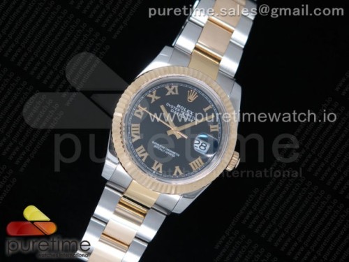 GM공장 롤렉스 데이저스트 36미리 옐로우골드 포금 블랙 로만인덱스 다이얼 브슬 _ DateJust 36 SSYG Wrapped 116233 GMF Black Dial Roman Markers on SSYG Wrapped Oyster Bracelet A2836