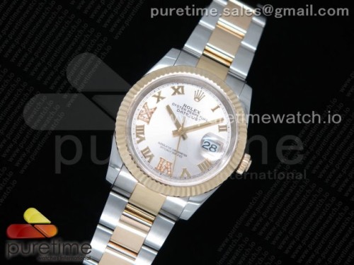 GM공장 롤렉스 데이저스트 36미리 옐로우골드 포금 실버다이아 로만인덱스 다이얼 브슬 _ DateJust 36 SSYG Wrapped 116233 GMF Silver Dial Diamonds Roman Markers on SSYG Wrapped Oyster Bracelet A2836