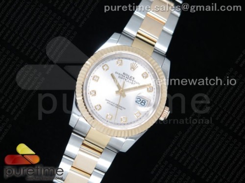 GM공장 롤렉스 데이저스트 36미리 옐로우골드 포금 실버텐포인트 다이얼 브슬 _ DateJust 36 SSYG Wrapped 116233 GMF Silver Dial Diamonds Markers on SSYG Wrapped Oyster Bracelet A2836