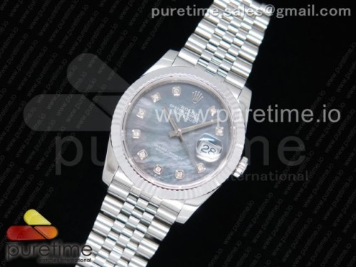 GM공장 롤렉스 데이저스트36 904L 그레이MOP다이얼 다이아인덱스 플루티드베젤 DateJust 36 SS 126234 GMF Best Edition 904L Steel Gray MOP Dial Diamonds Markers on Jubilee Bracelet A2824