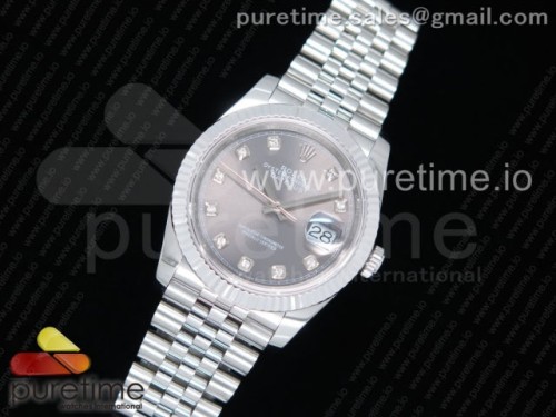GM공장 롤렉스 데이저스트36 904L 그레이다이얼 다이아인덱스 플루티드베젤 DateJust 36 SS 126234 GMF Best Edition 904L Steel Gray Dial Diamonds Markers on Jubilee Bracelet A2824